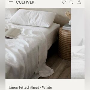 Cultiver - Linen Fitted Sheet - White - Size: Queen